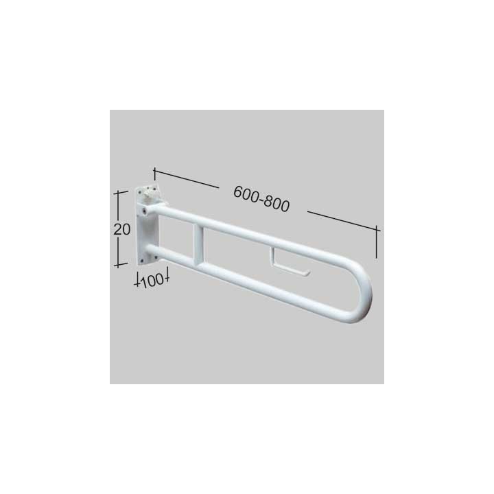 BARRA DI SOSTEGNO RIBALTABILE CON PORTA CARTA IGIENICA - 83 cm