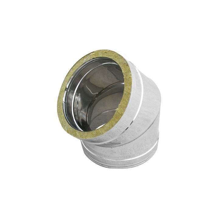 CURVA IN ACCIAIO INOX 316L A 45° DOPPIA PARETE D. Int. 100 - D. Est. 150