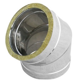CURVA IN ACCIAIO INOX 316L A 45° DOPPIA PARETE D. Int. 150 - D. Est. 200
