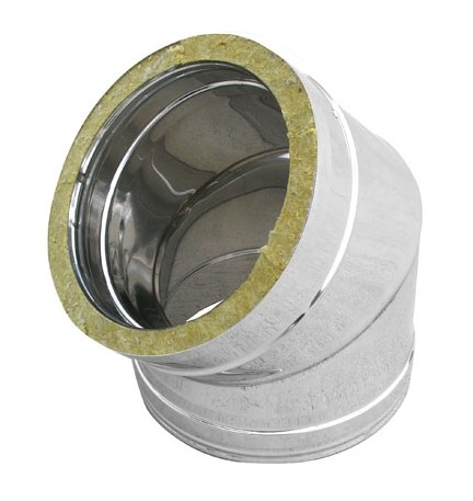 CURVA IN ACCIAIO INOX 316L A 45° DOPPIA PARETE D. Int. 250 - D. Est. 300