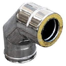 CURVA IN ACCIAIO INOX 316L A 90° DOPPIA PARETE D. Int. 80 - D. Est. 130