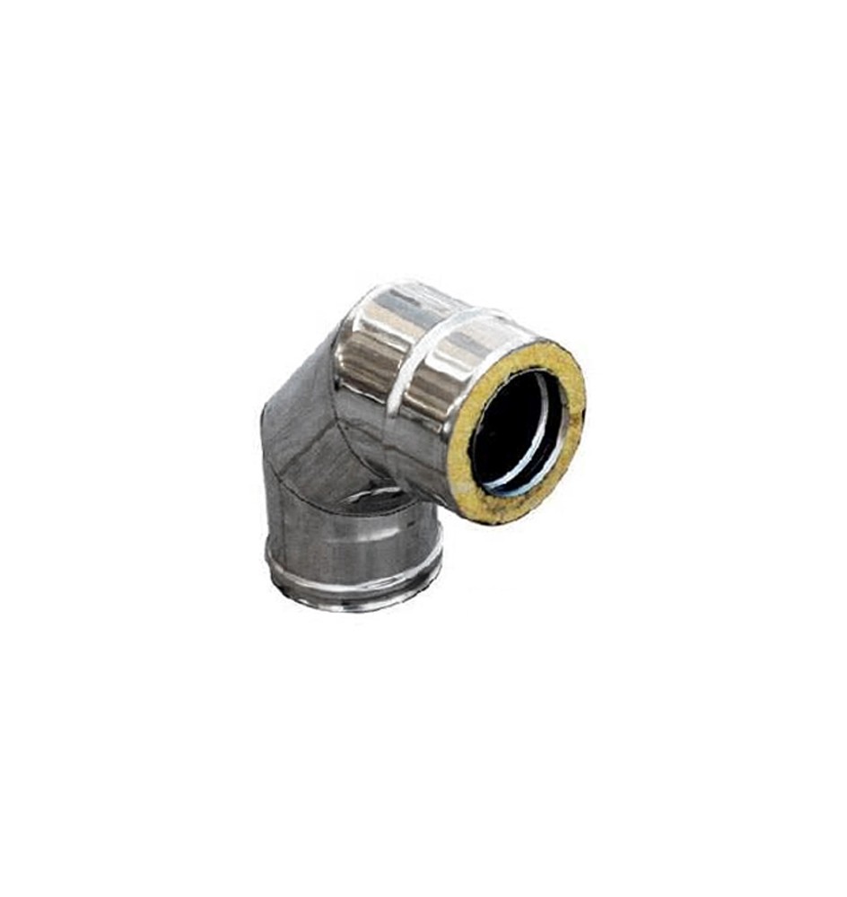 CURVA IN ACCIAIO INOX 316L A 90° DOPPIA PARETE D. Int. 80 - D. Est. 130