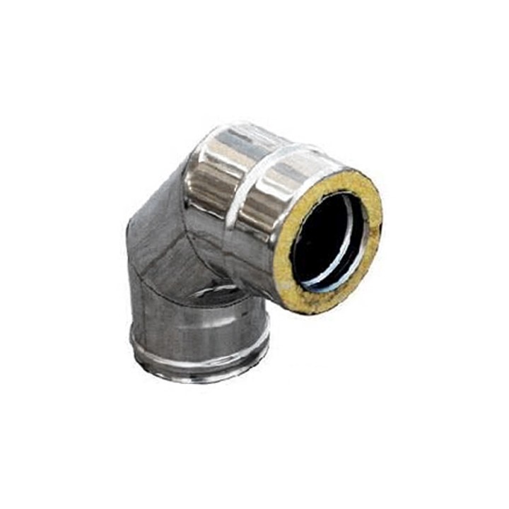 CURVA IN ACCIAIO INOX 316L A 90° DOPPIA PARETE D. Int. 80 - D. Est. 130