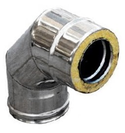 CURVA IN ACCIAIO INOX 316L A 90° DOPPIA PARETE D. Int. 130 - D. Est. 180