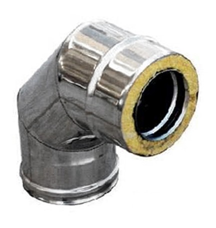 CURVA IN ACCIAIO INOX 316L A 90° DOPPIA PARETE D. Int. 200 - D. Est. 250