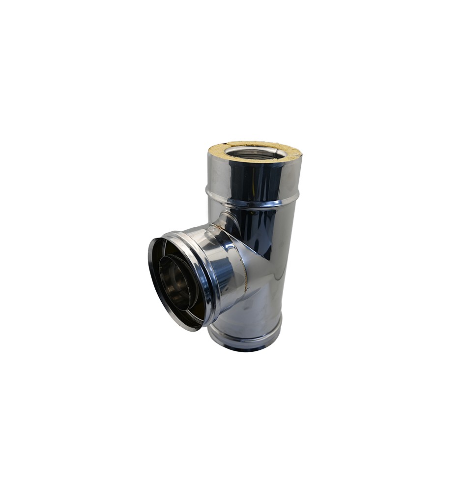 TEE IN ACCIAIO INOX 316L A 90° DOPPIA PARETE D. Int. 250 - D. Est. 300