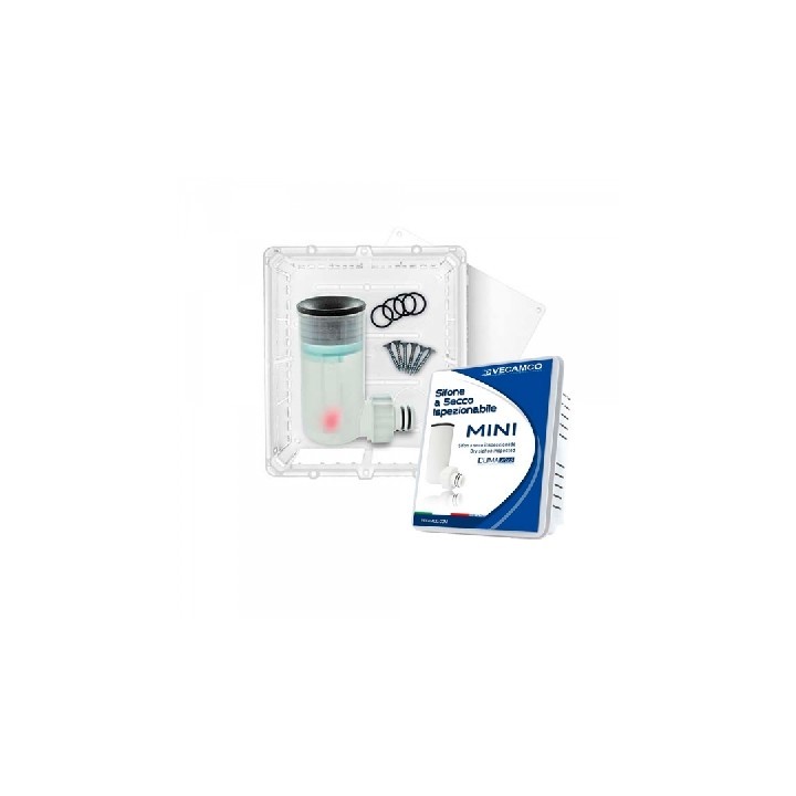 KIT SIFONE A SECCO CON SCARICO ORIZZONTALE MINI mm 154 x 174 x 58