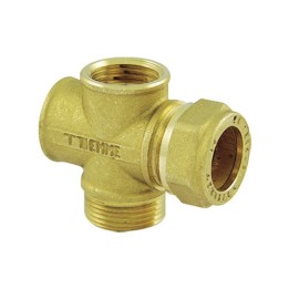 RACCORDO A CROCE PER TUBO RAME PER IMPIANTI SOLARI 3/4 x 22