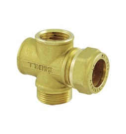 RACCORDO A CROCE PER TUBO RAME PER IMPIANTI SOLARI 3/4 x 22