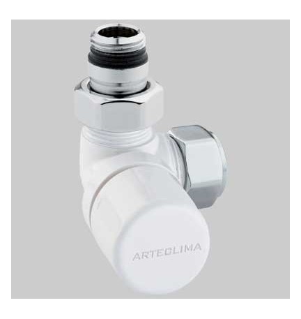 VALVOLA D'ARREDO AD ANGOLO TERMOSTATICA SX BIANCA - 1/2 x 24-19