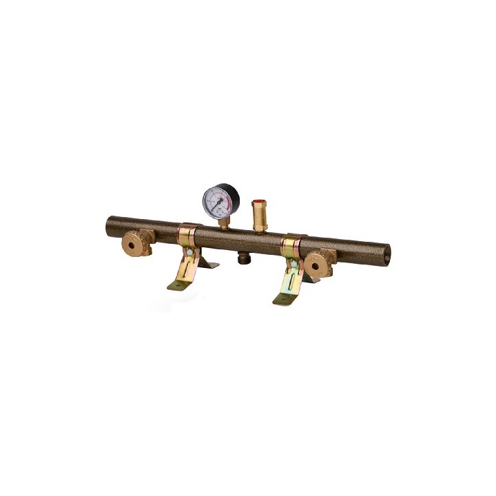 CENTRALINA GAS TUBOLARE 2 ELEMENTI CON MANOMETRO E VALVOLA W20x1/14"Sx