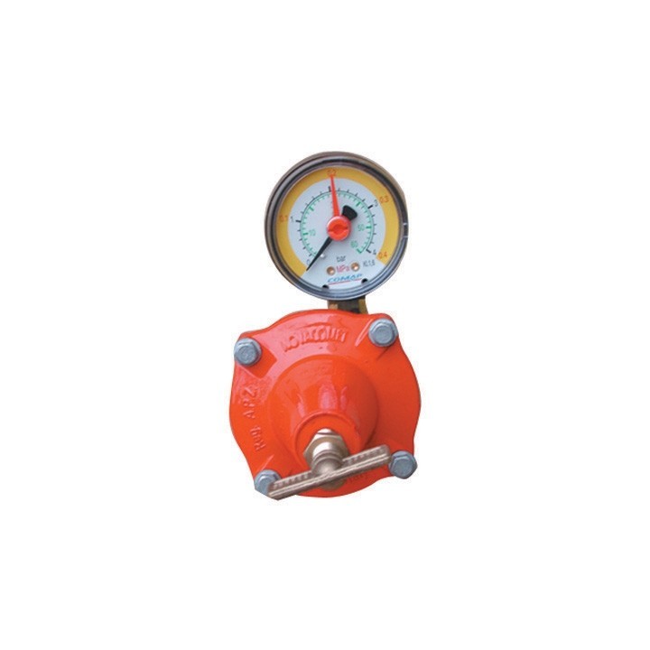 REGOLATORE GAS GPL DI ALTA PRESSIONE CON MANOMETRO MOD. APZ12 kg. / h 12-18