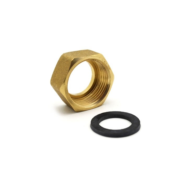 DADO IN OTTONE PER TUBI GAS + GUARNIZIONE 1/2