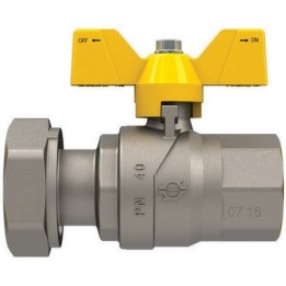 VALVOLA A SFERA GAS CON FARFALLA FUTURGAS FEMMINA-DADO GIREVOLE 1/2" x 3/4" DN 15