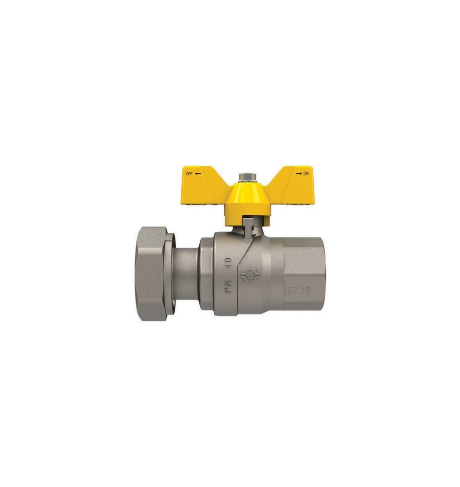 VALVOLA A SFERA GAS CON FARFALLA FUTURGAS FEMMINA-DADO GIREVOLE 1/2" x 3/4" DN 15