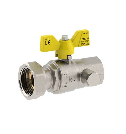 VALVOLA A SFERA PER GAS ATT. FEMMINA -DADO GIREVOLE 3/4" x 1" DN 20