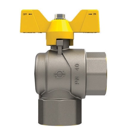 VALVOLA A SFERA GAS A SQUADRA FF CON FARFALLA 1" x 1" DN 25
