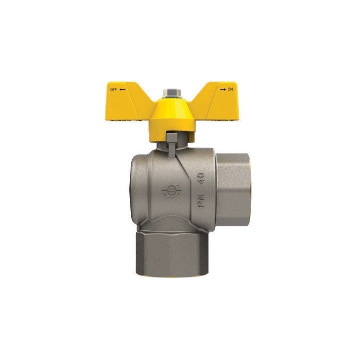 VALVOLA A SFERA GAS A SQUADRA FF CON FARFALLA 1" x 1" DN 25