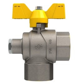VALVOLA A SFERA GAS A SQUADRA FF CON FARFALLA E ATTACCO PRESSIONE 3/4" x 3/4" DN 20