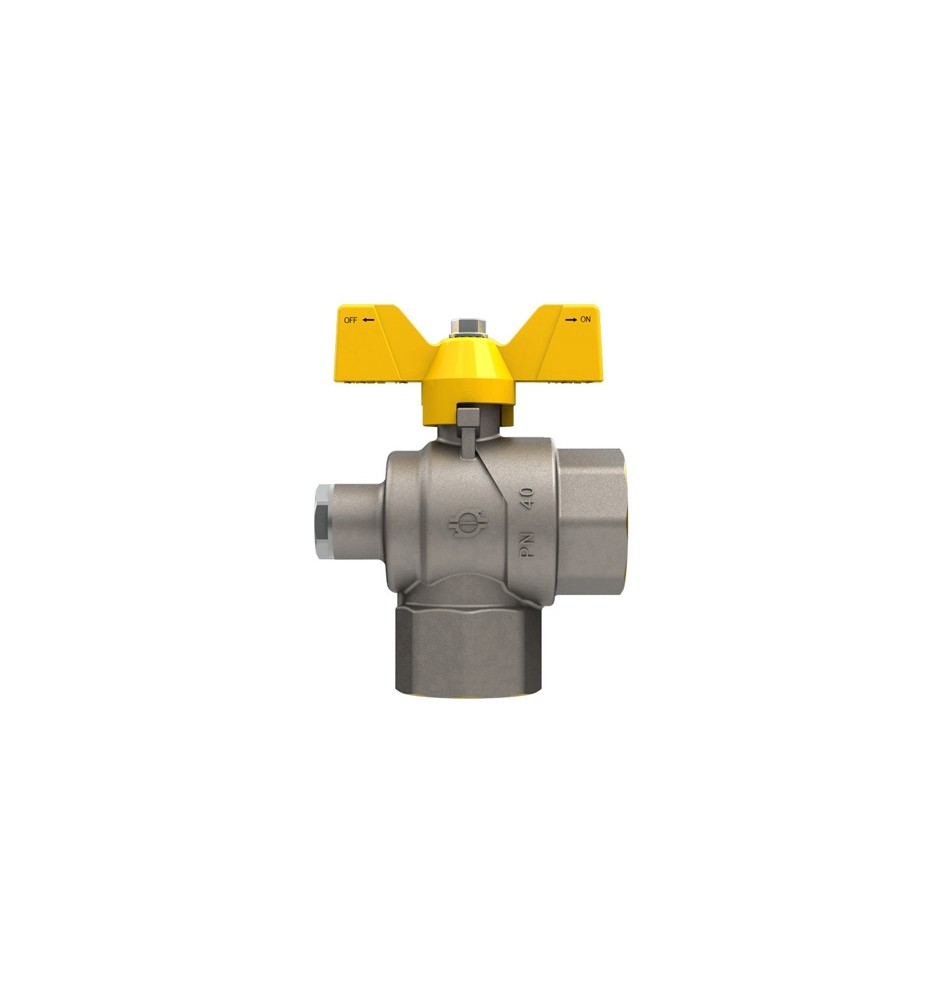VALVOLA A SFERA GAS A SQUADRA FF CON FARFALLA E ATTACCO PRESSIONE 3/4" x 3/4" DN 20