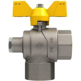 VALVOLA A SFERA GAS A SQUADRA FF CON FARFALLA E ATTACCO PRESSIONE 1" x 1" DN 25