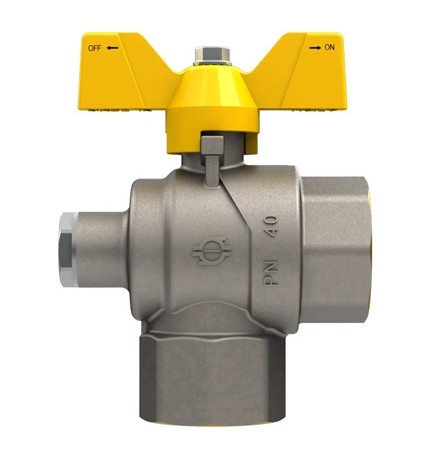 VALVOLA A SFERA GAS A SQUADRA FF CON FARFALLA E ATTACCO PRESSIONE 1" x 1" DN 25