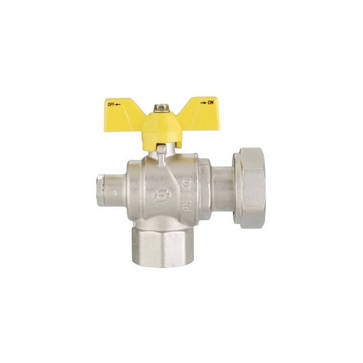 VALVOLA A SFERA GAS A SQUADRA FUTURGAS FEMMINA-DADO GIREVOLE 3/4" x 1" DN 20