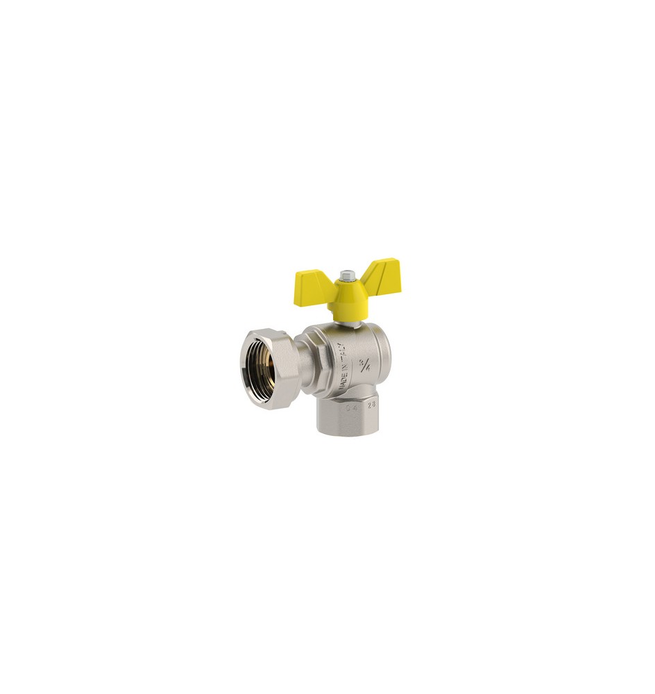 VALVOLA A SFERA PER GAS A SQUADRA FEMMINA-DADO GIREVOLE 1/2F x 3/4D DN 15