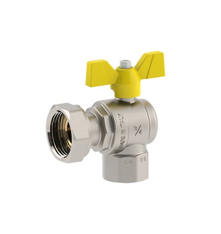 VALVOLA A SFERA PER GAS A SQUADRA FEMMINA-DADO GIREVOLE 3/4F x 1D DN 20