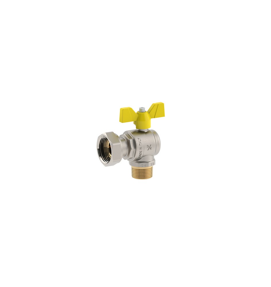 VALVOLA A SFERA PER GAS A SQUADRA MASCHIO DADO GIREVOLE 1/2M x 3/4D DN 15