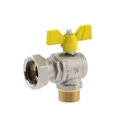 VALVOLA A SFERA PER GAS A SQUADRA MASCHIO DADO GIREVOLE 1/2M x 3/4D DN 15