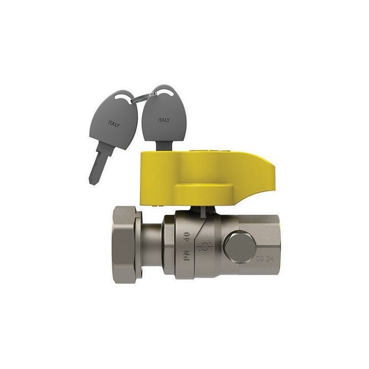 VALVOLA A SFERA GAS CON FARF. E SERRATURA FUTURGAS FEMMINA - GIREVOLE 1" X 1"1/4 DN 25