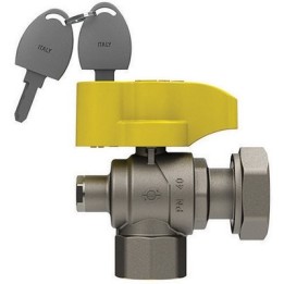 VALVOLA A SFERA GAS A SQUADRA CON FARFALLA E SERRATURA FEM. -DADO G. 3/4" x 1" DN 20