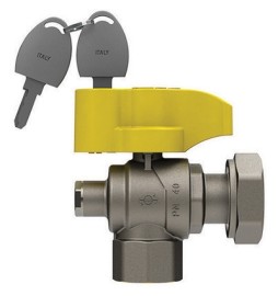 VALVOLA A SFERA GAS A SQUADRA CON FARFALLA E SERRATURA FEM. -DADO G. 1" x 1"1/4 DN 25