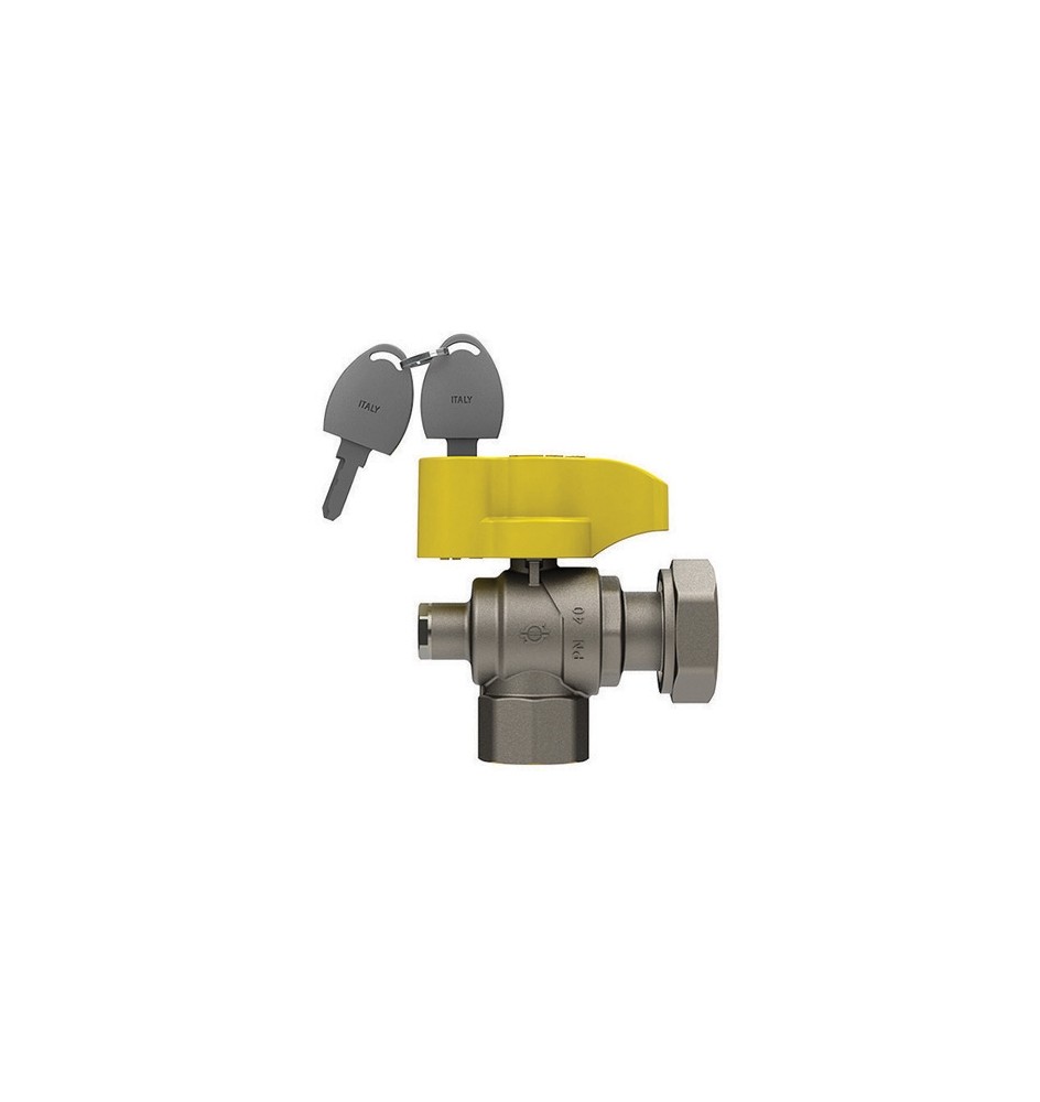 VALVOLA A SFERA GAS A SQUADRA CON FARFALLA E SERRATURA FEM. -DADO G. 1" x 1"1/4 DN 25