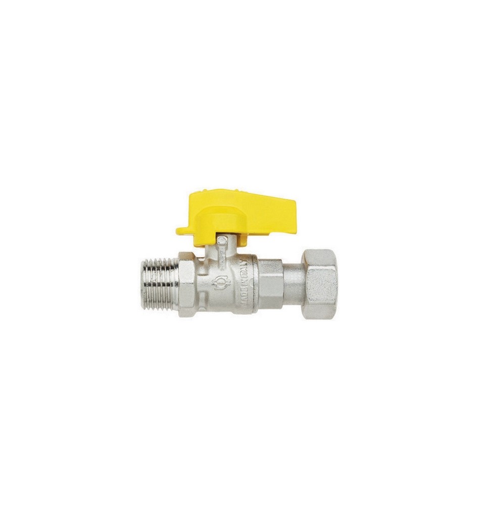 RUBINETTO A SFERA DIRITTO CON LEVETTA NORMGAS MASCHIO-GIRELLO FEMMINA 1/2" x 3/4" DN 10