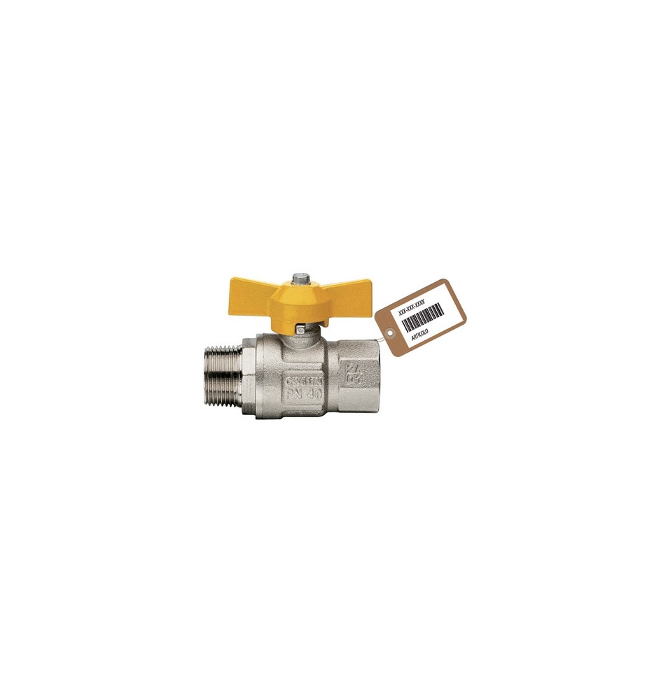 VALVOLA A SFERA GAS MF A FARFALLA MOD. LONDON F-BRICO 3/4" DN 20