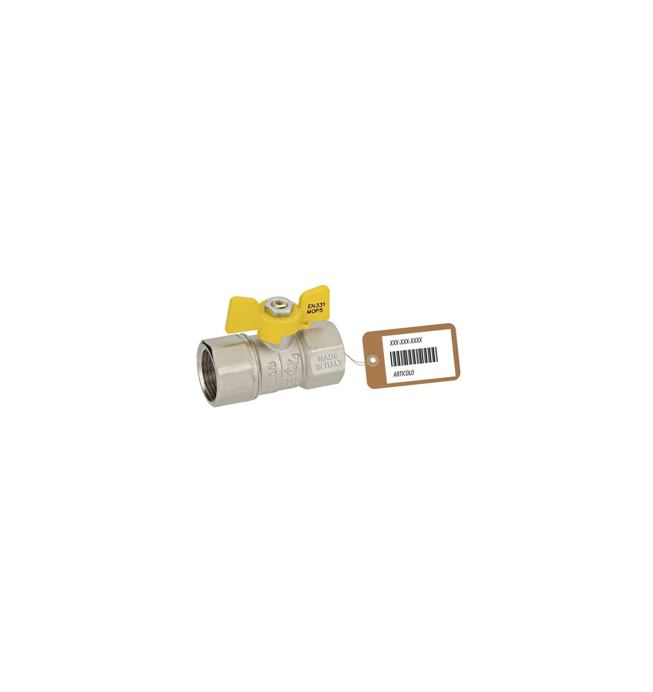VALVOLA A SFERA GAS FF CON FARFALLA MOD. DAKOTA F-BRICO 1/2" DN 12
