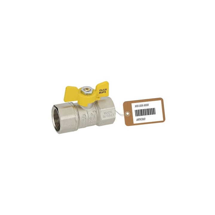 VALVOLA A SFERA GAS FF CON FARFALLA MOD. DAKOTA F-BRICO 1/2" DN 12