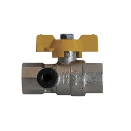 VALVOLA A SFERA GAS CON PASSAGGIO TOTALE ED ATTACCO MANOMETRO 1/2" DN 15