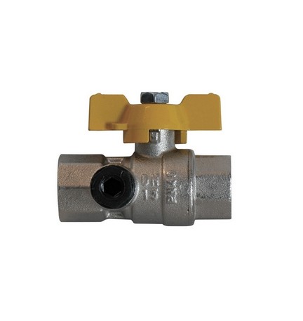 VALVOLA A SFERA GAS CON PASSAGGIO TOTALE ED ATTACCO MANOMETRO 1/2" DN 15
