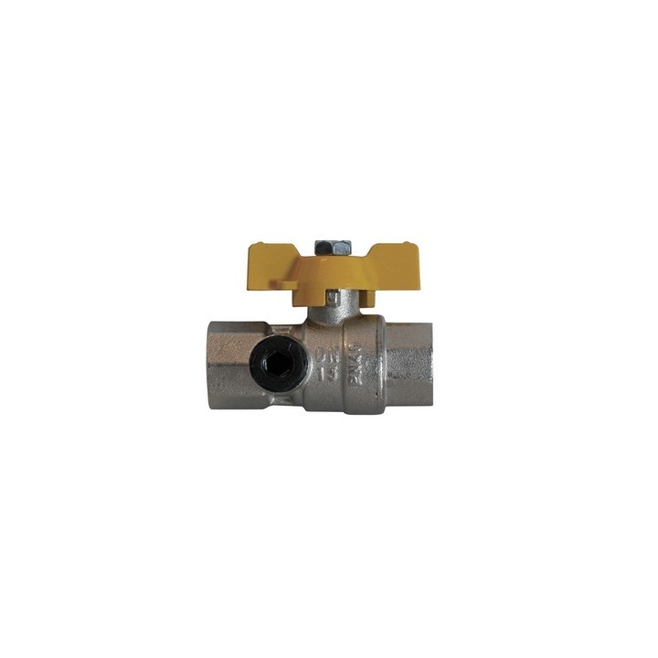 VALVOLA A SFERA GAS CON PASSAGGIO TOTALE ED ATTACCO MANOMETRO 1/2" DN 15