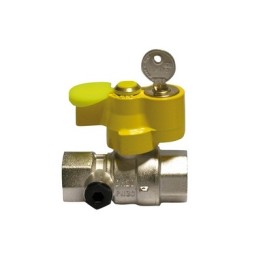 VALVOLA A SFERA GAS FF CON SERRATURA E PRESA DI PRESSIONE 3/4" DN 20