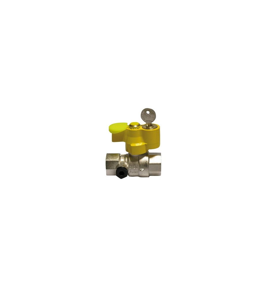 VALVOLA A SFERA GAS FF CON SERRATURA E PRESA DI PRESSIONE 3/4" DN 20