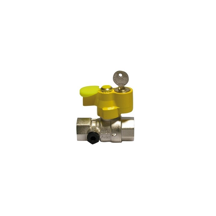 VALVOLA A SFERA GAS FF CON SERRATURA E PRESA DI PRESSIONE 3/4" DN 20