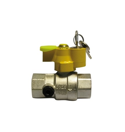 VALVOLA A SFERA GAS FF CON SERRATURA E PRESA PRESSIONE 1" DN 25
