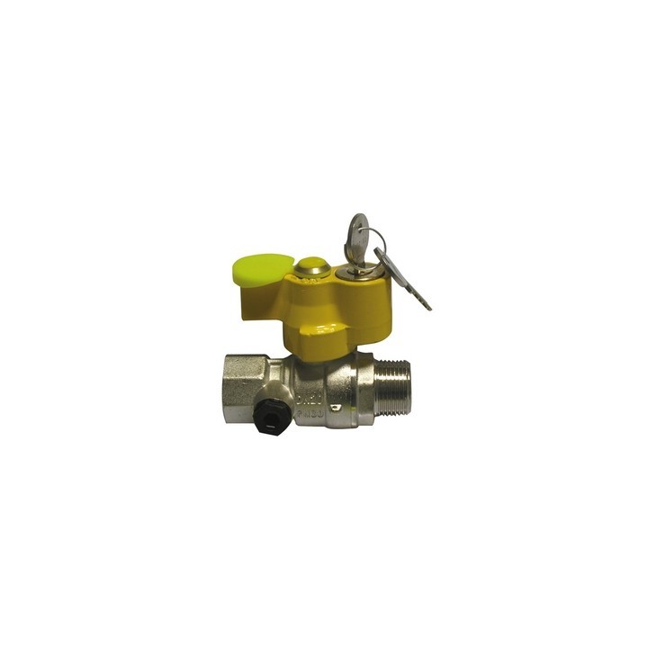 VALVOLA A SFERA GAS MF CON SERRATURA E PRESA PRESSIONE 3/4" DN 20