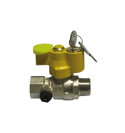 VALVOLA A SFERA GAS MF CON SERRATURA E PRESA PRESSIONE 1" DN 25