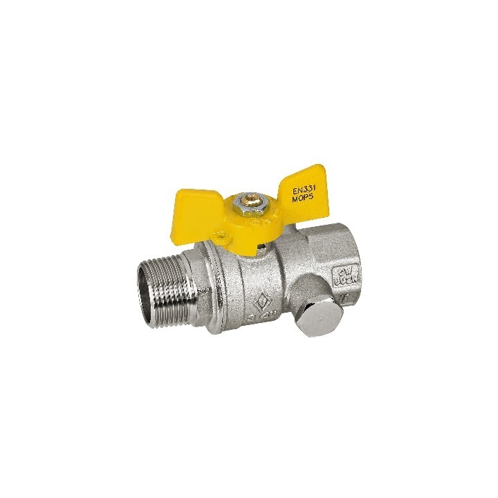 VALVOLA A SFERA PER GAS MF CON PRESA DI PRESSIONE 1/2" DN 15