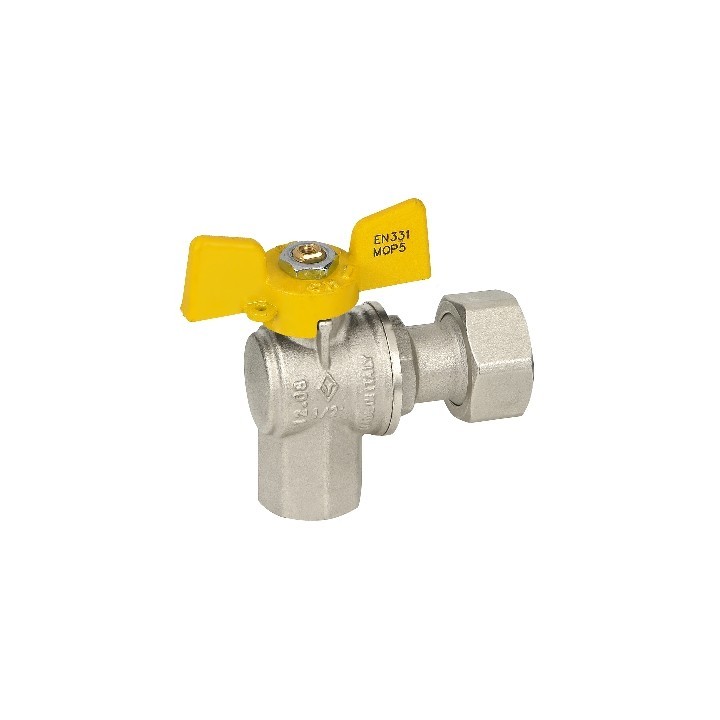 VALVOLA A SFERA GAS FEMMINA / DADO MOBILE 1/2 x 3/4 DN 15